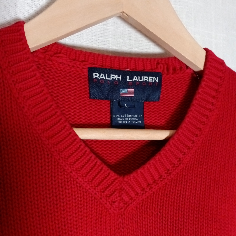 Ralph Lauren Polo Sport Cotton V-Neck Sweater - Picture 9 of 11